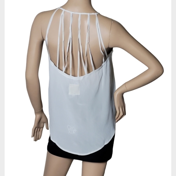 CHASER White Silk Semi Sheer Strappy Back Cami Tank Top Size Medium - Picture 5 of 10